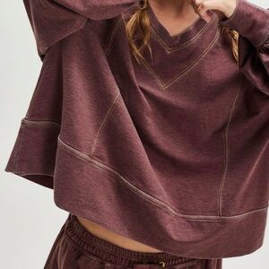 Free People Plum V-Neck Sweatshirt